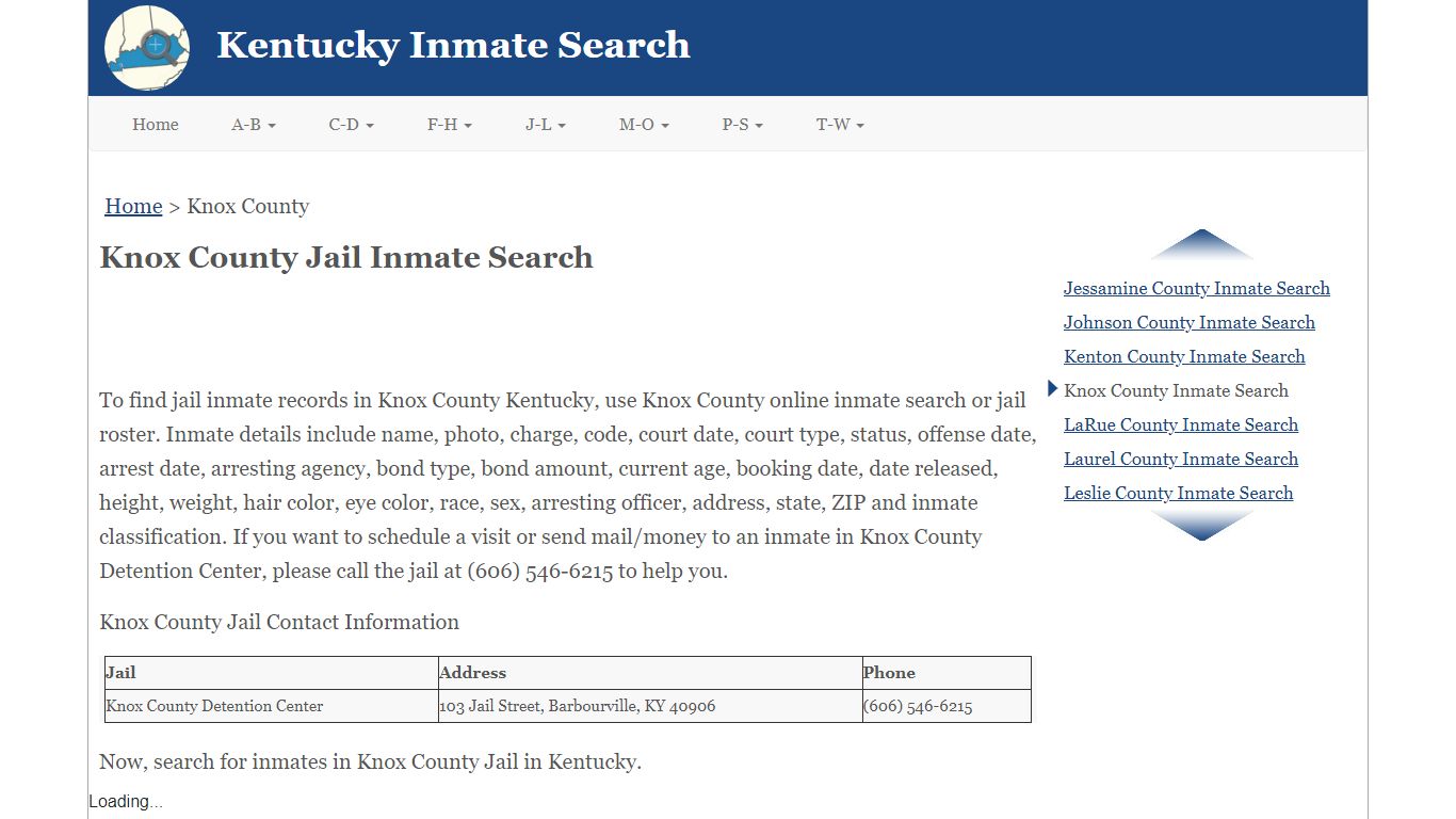 Knox County Jail Inmate Search